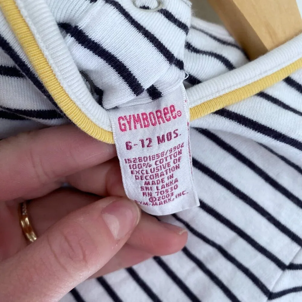 Vintage Gymboree Striped Shirt stripes with Sunflower Ties - 6-12M